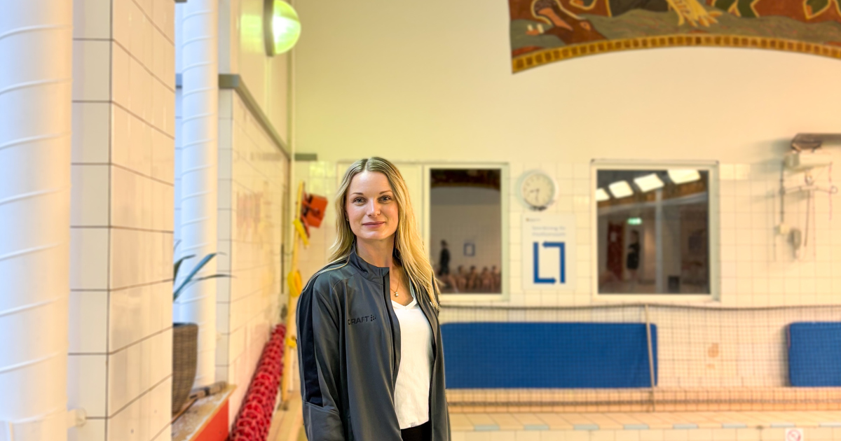 Anna Gustafsson i Vetlanda badhus.